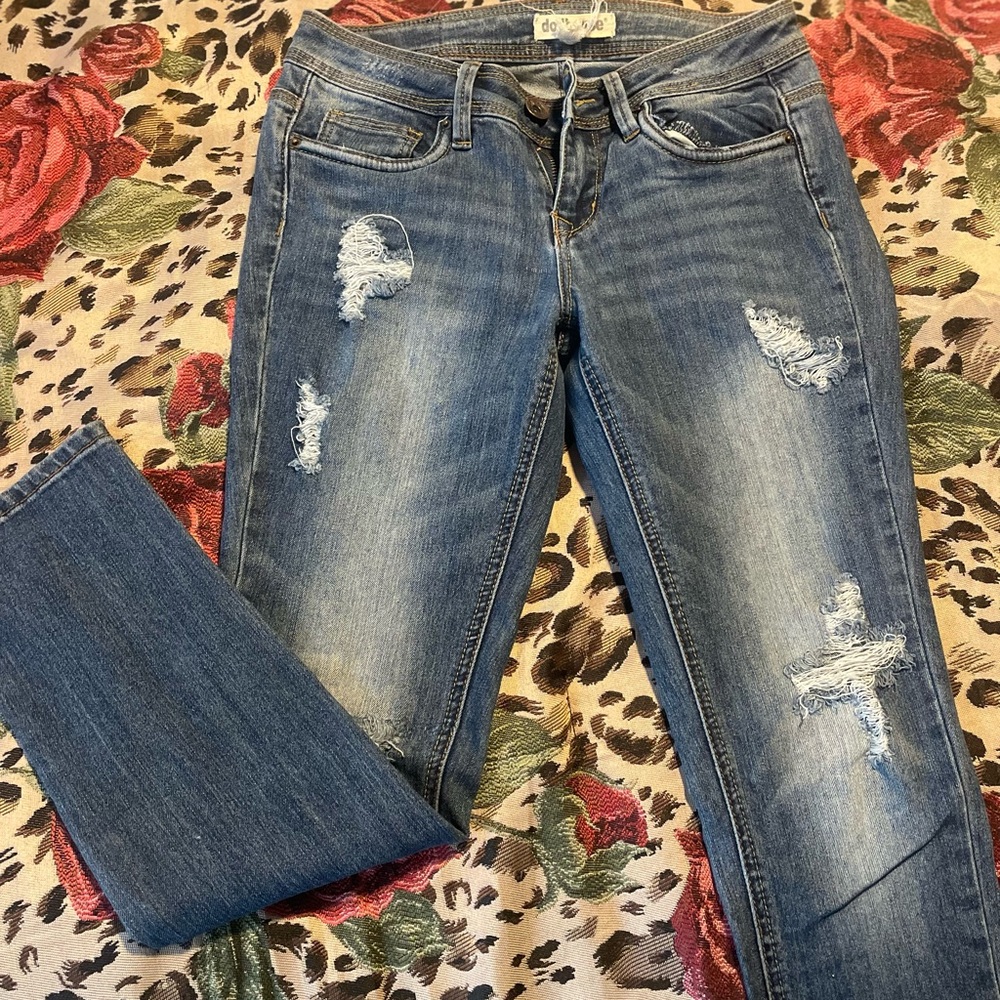 Women's Blue Distressed Jeans